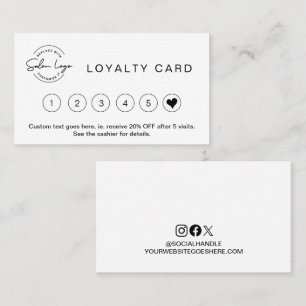 Salon Minimalist Black white Custom Logo Loyalty Card