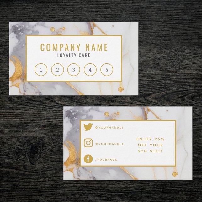 Salon modern golden and white marble loyalty card. card (Salon modern golden and white marble loyalty card.)