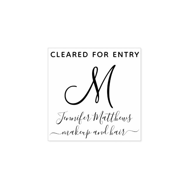 Salon Monogram COVID Temperature Cleared Entry Rubber Stamp (Imprint)