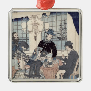 Salon of a house of foreign merchants at metal tree decoration