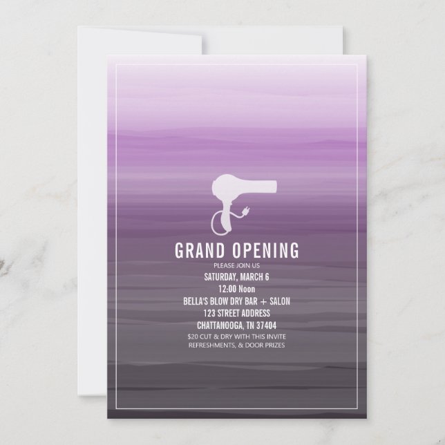 Salon Opening Purple Ombre Invitation (Front)