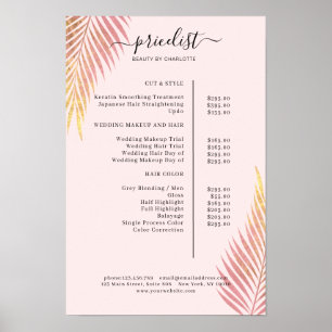 Salon Palm, leafy, Pricelist Poster