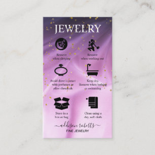 salon pink and purple glitter Jewellery Care  Business Card