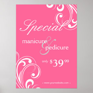 Salon Poster Spa Pink & White Swirls 2