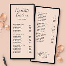 Salon Price Service List Elegant Blush Pink