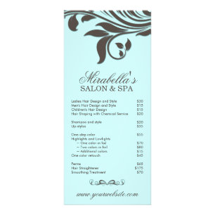 Salon Rack Card Spa Leaf Floral Blue Brown