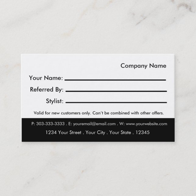 Salon Referral Business Card (Front)