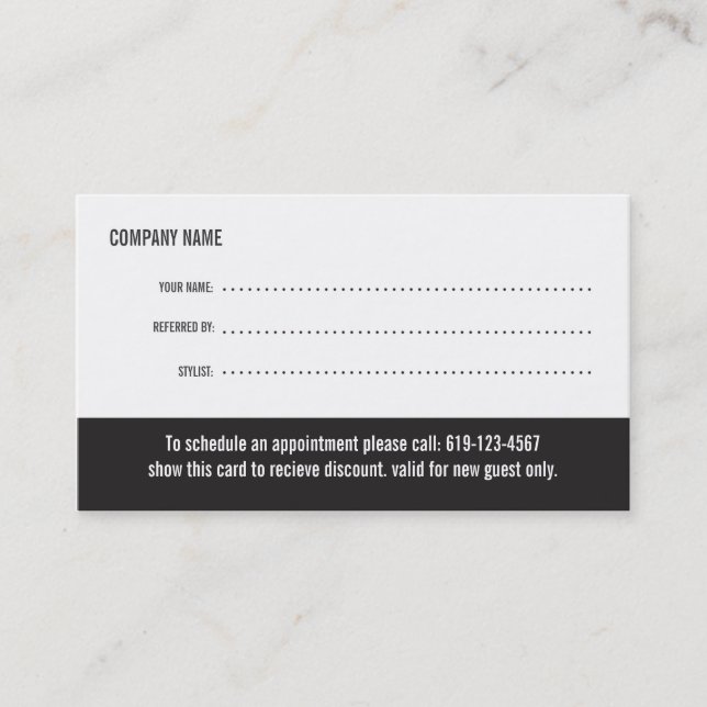 Salon Referral Business Card (Front)
