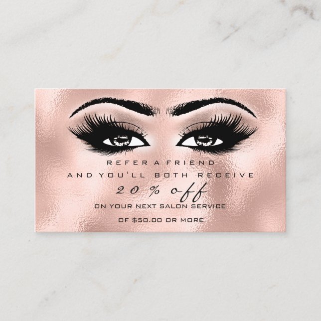 Salon Referral Card Blush Makeup Lashes Extension (Front)