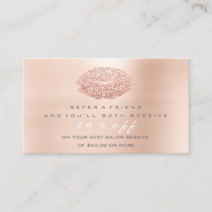 Salon Referral Card Makeup Rose Gold Grey Grey Lip