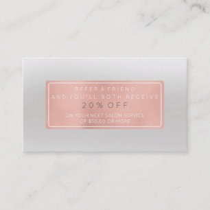 Salon Referral Card Pink Gold Ombre White Grey Vip