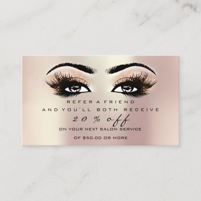 Salon Referral Card Rose Makeup Lashes Extension (Front)