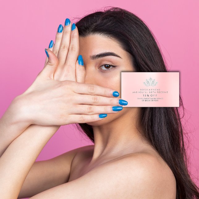 Salon Referral Card Silver Pink VIP Diamond Lotus (Salon Referral Card Silver Pink VIP Diamond Lotus)