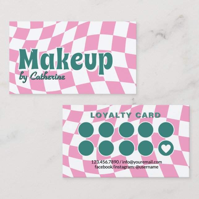 Salon Retro pink Loyalty card (Front/Back)