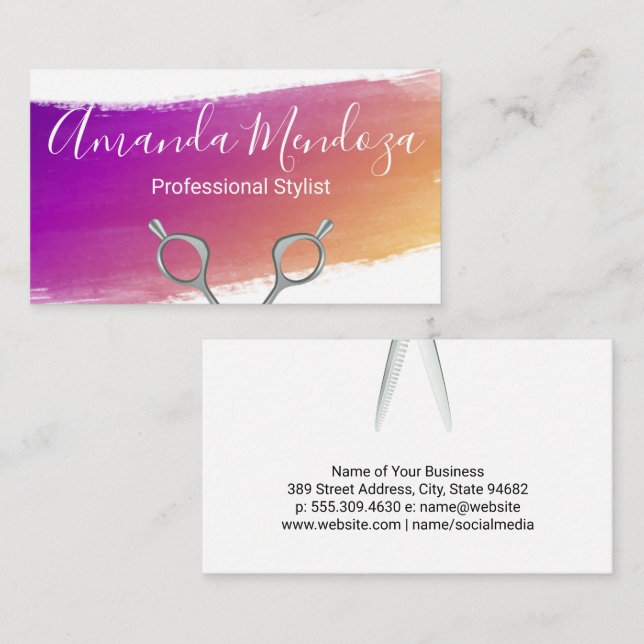 Salon Scissors | Artistic Brush Business Card (Front/Back)