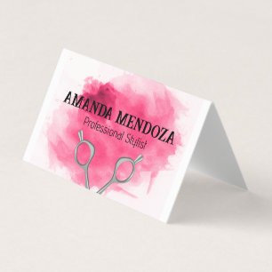Salon Scissors Artistic Red Watercolor Business Card