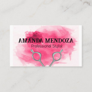 Salon Scissors   Artistic Red Watercolor Business Card