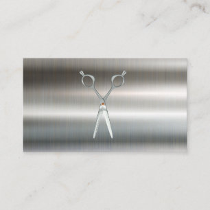 Salon Scissors   Barber   Metallic  Business Card