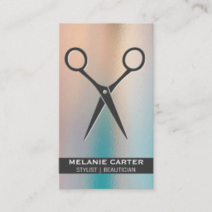 Salon Scissors  Glass Background Business Card