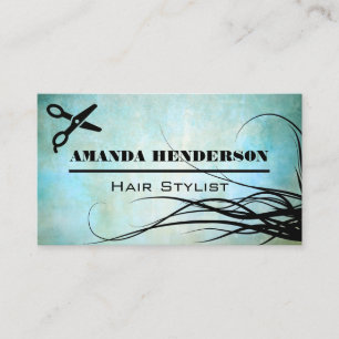 Salon Scissors   Hair Flowing  Business Card