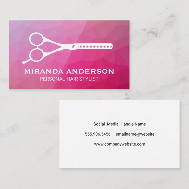 Salon Scissors | Magenta Geometric Business Card (Front/Back)