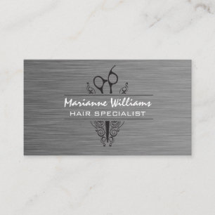 Salon Scissors Metallic Texture Business Card