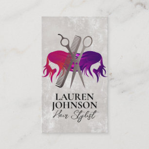 Salon Scissors Stylish Hair Logo Business Card
