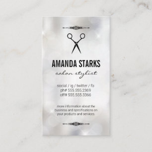 Salon Shears   Bokeh Sparkle Background Business Card