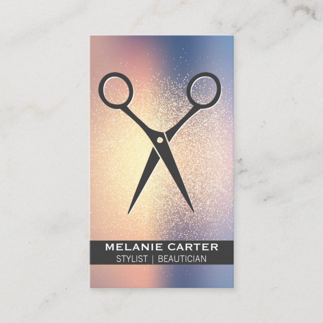 Salon Shears | Glitter Blend Background Business Card (Front)