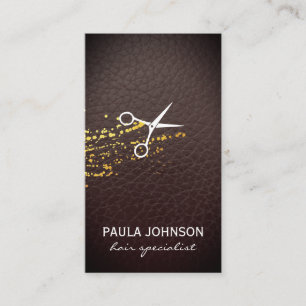 Salon Shears Lush Leather Print and Spatter Business Card