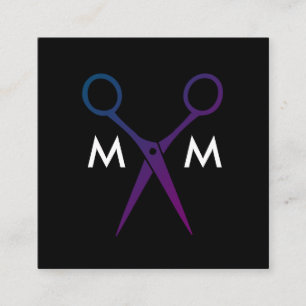 Salon Shears Monogram Square Business Card