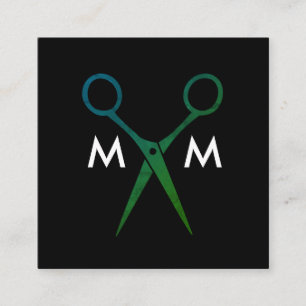 Salon Shears Monogram Square Business Card