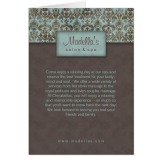 Salon Spa Brochure Blue Brown Damask