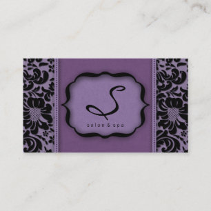 Salon Spa Business Card Purple Damask Floral