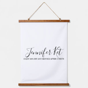 Salon spa business discount offer website visits a hanging tapestry