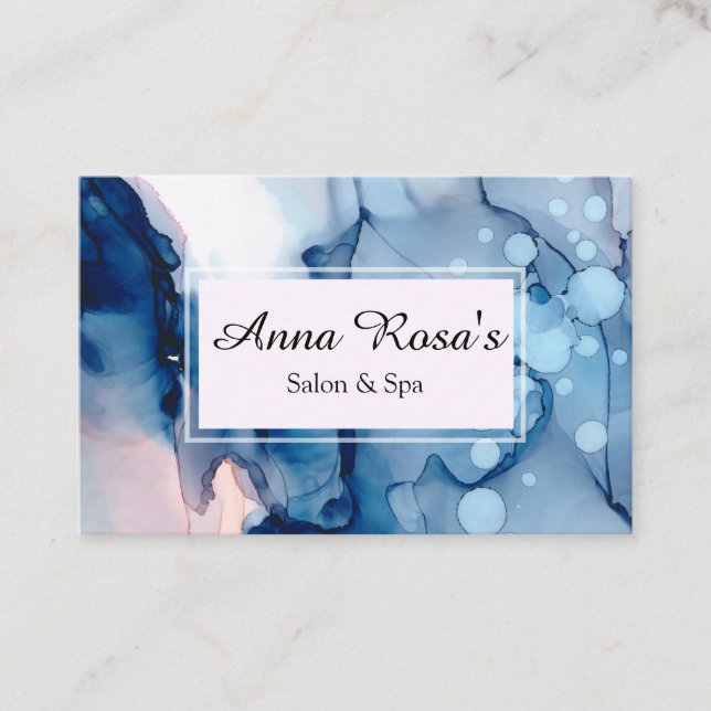 *~* Salon & Spa  Chic Abstract Blue Artistic Business Card (Front)