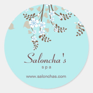 Salon spa floral cherry blossom sticker white blue