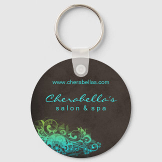 Salon Spa Floral Key Chain Blue Green