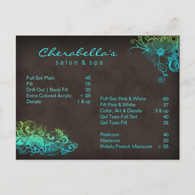 Salon Spa Floral Postcard Brochure (Front)