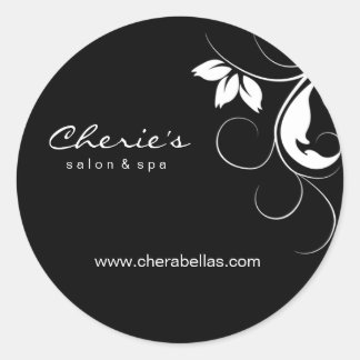 Salon Spa Floral Sticker Black White Classic