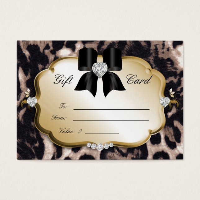 Salon Spa Gift Card Valentine Leopard Gold Black (Front)