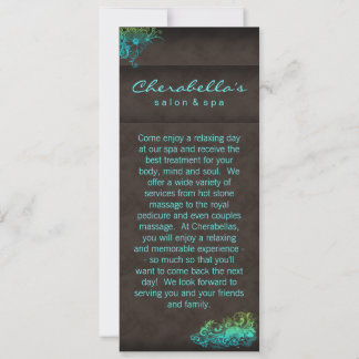 Salon Spa Invitation - Rack Card Floral Blue Green