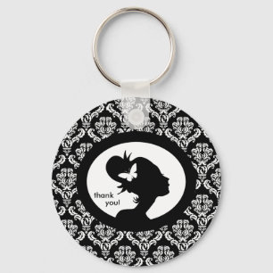 Salon Spa Key Chain Butterfly Woman Silhouette