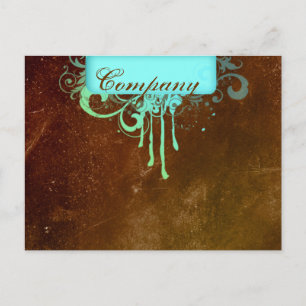 Salon Spa Postcard Invitation Grunge Blue Brown