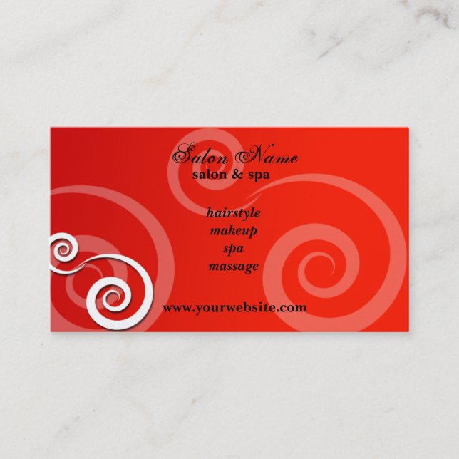 Salon & Spa Red Business Cards (Front)
