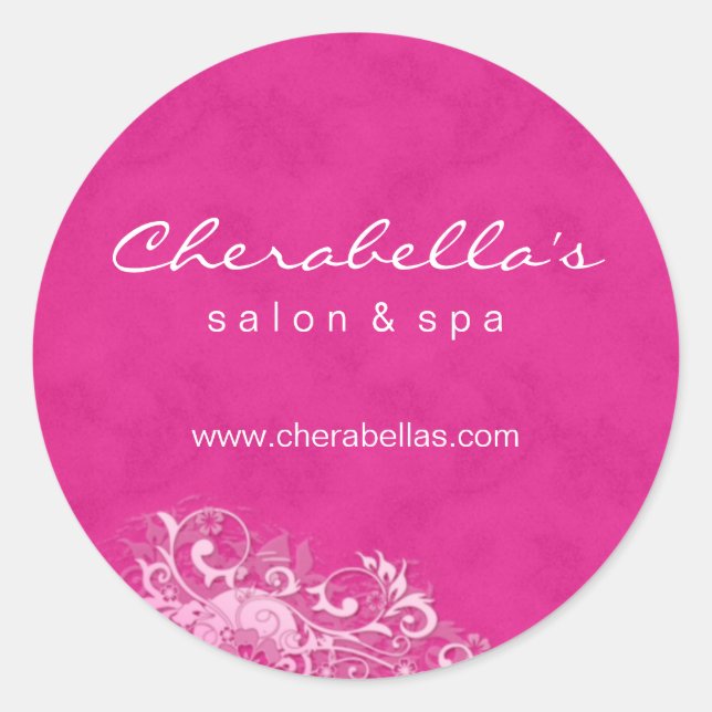 Salon Spa Sticker Pink & White Suede (Front)
