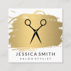Salon Stylist   Modern   Gold Brushed Square Business Card