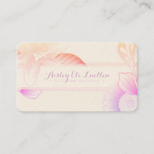 salon summer floral makeup artist and hair business card