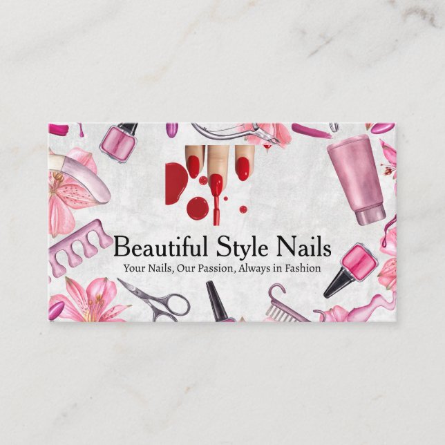 Salon Tools | Manicured Painted Nails Business Card (Front)