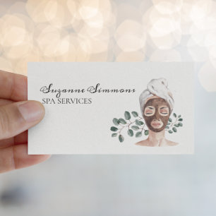 Salon Watercolor Spa Services Facials Business Card